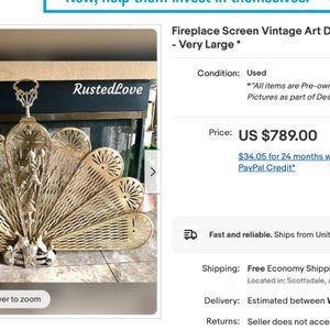 Grandma Pearl's Fireplace Screen for $231 plus buyer pays for shipping 13.9 lbs